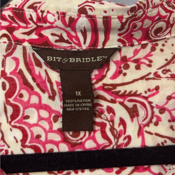 Wear with Tall Boots this Fall! Bit & Bridle Red and Cream Paisley Shirt Dress! - Picture 3 of 7